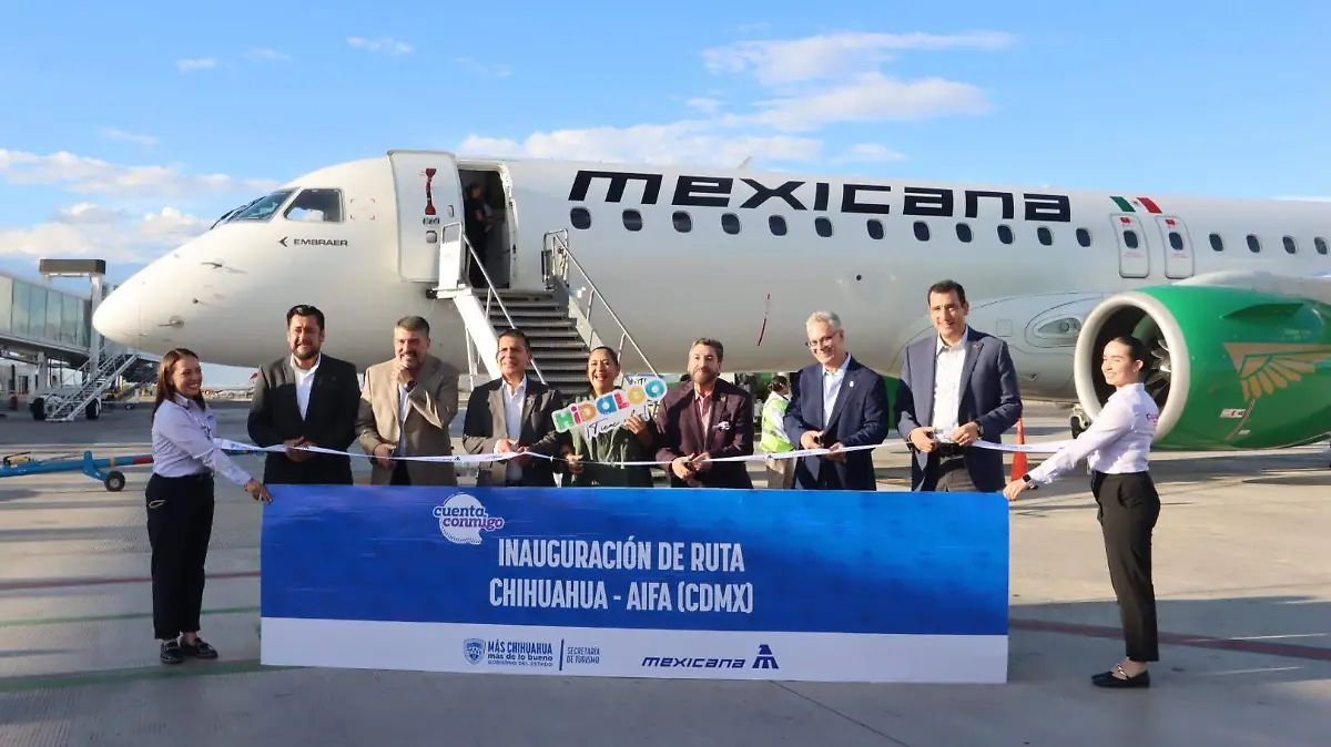 Mexicana aterriza en Chihuahua con nueva ruta al AIFA; habrá cinco vuelos por semana